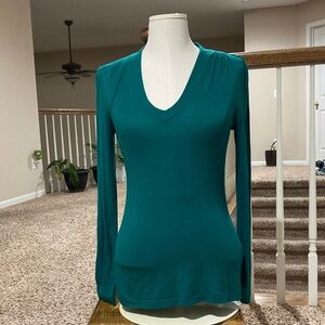Banana Republic Teal Long Sleeve V-Neck Top